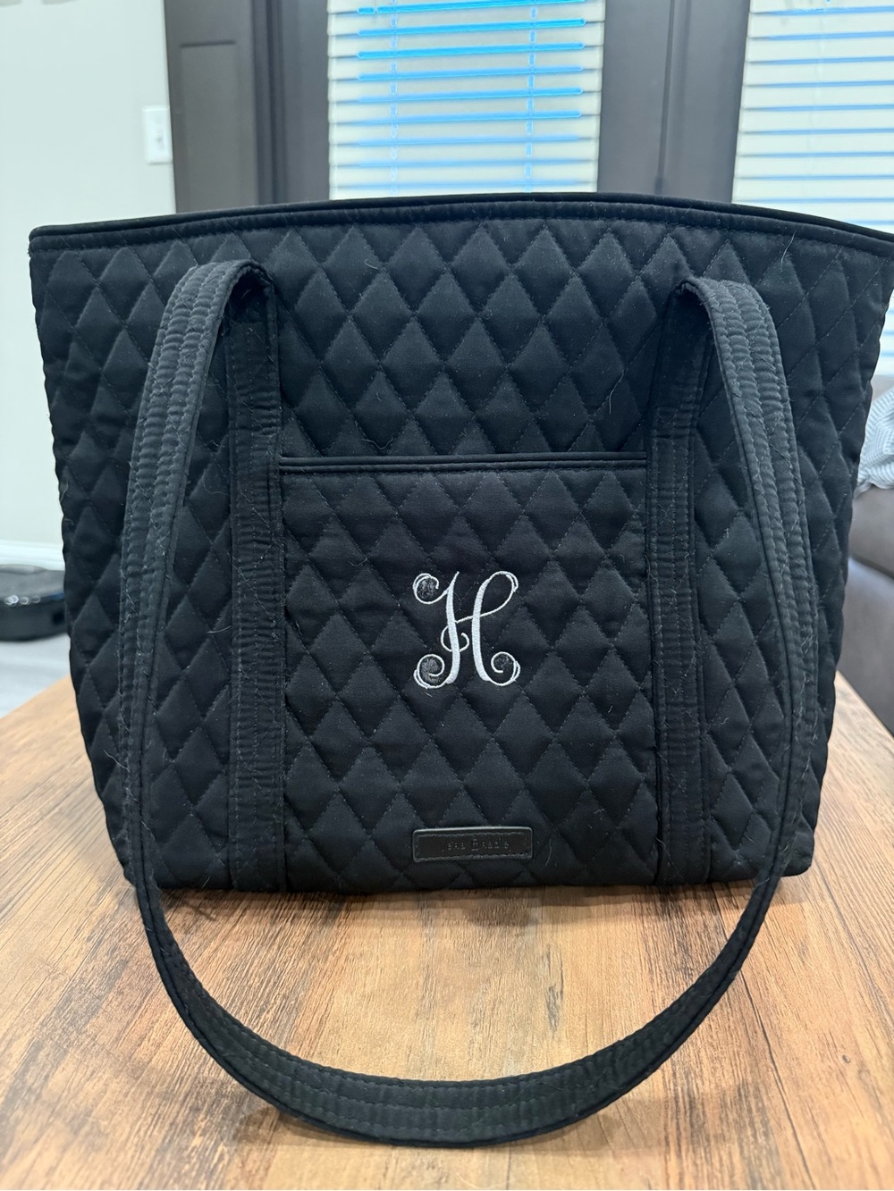 Vera Bradley Black Quilted Tote with Monogram